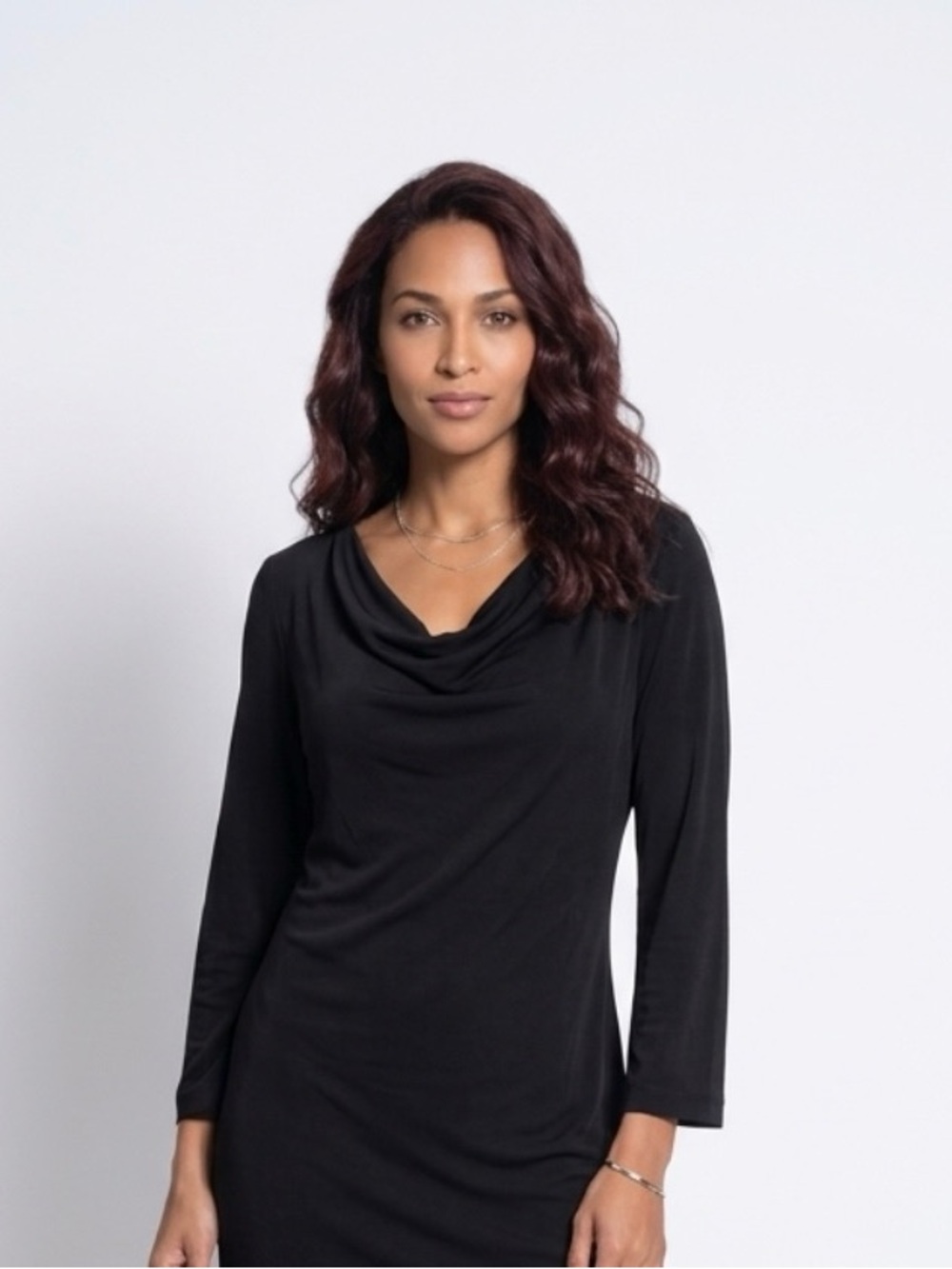 Chico's Black Cowl Neck Long Sleeve Travelers Tunic Size 3/XL